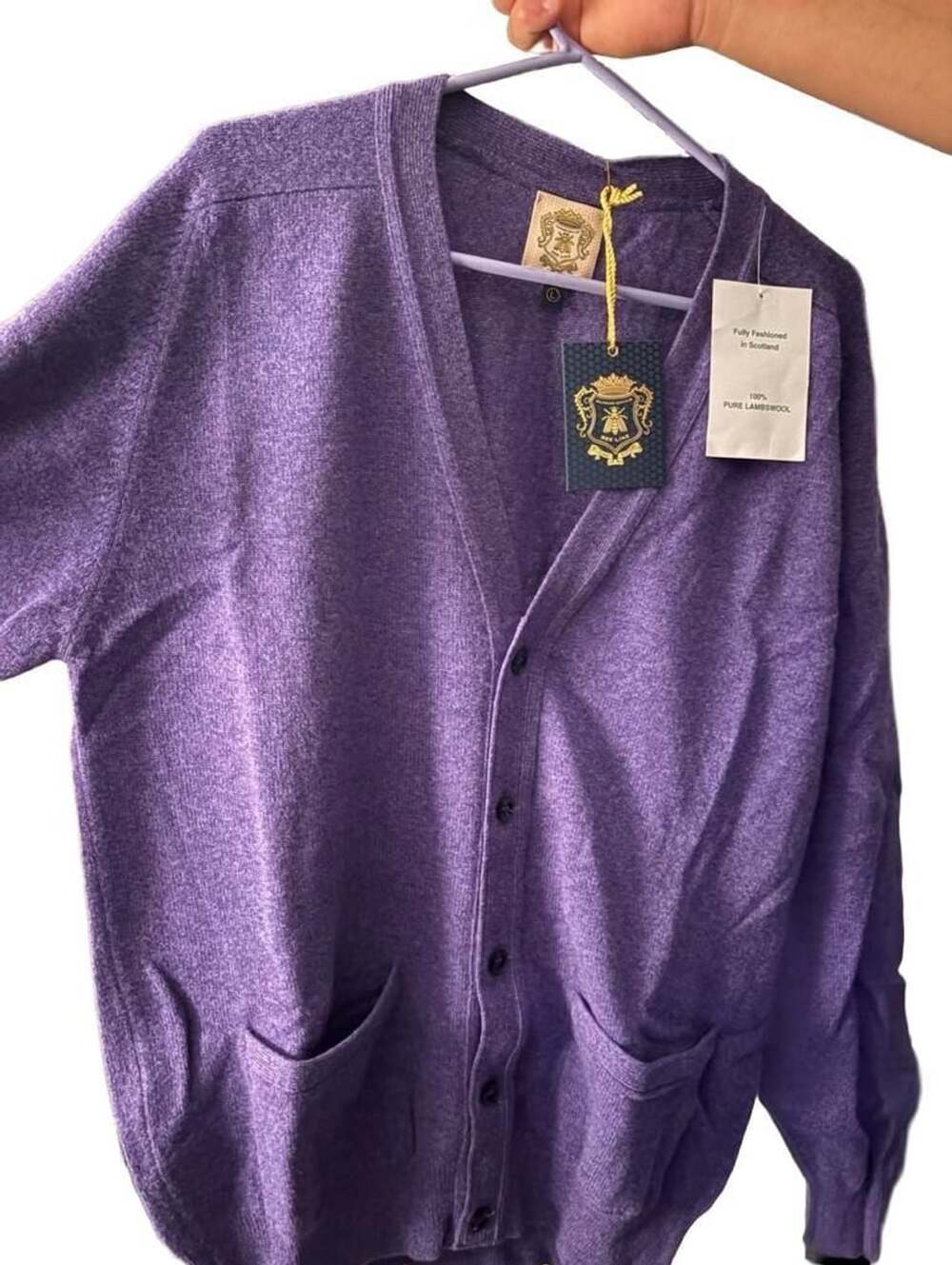 Bee Line Lambswool Cardigan Size L Purple